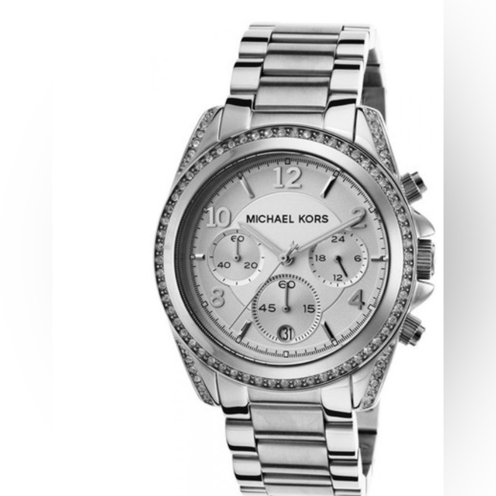 Michael Kors - Chronograph Silver Dial Crystal Silver Tone Watch MK5165